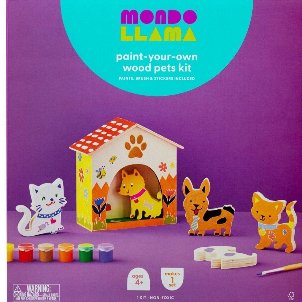 New!Mondo Llama Diy Paint-Your-Own Wood Pets Kit Vintage Inspired Y2K Minimalist
